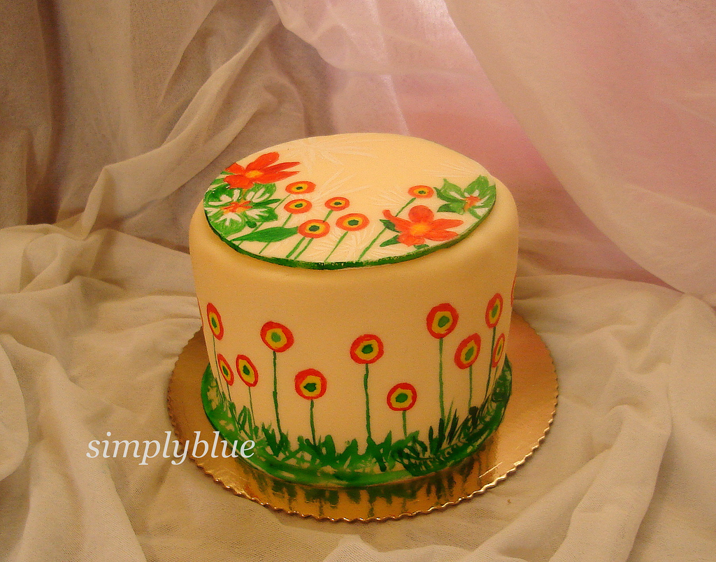 spring painted cake