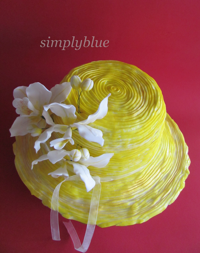 Hat with orchids