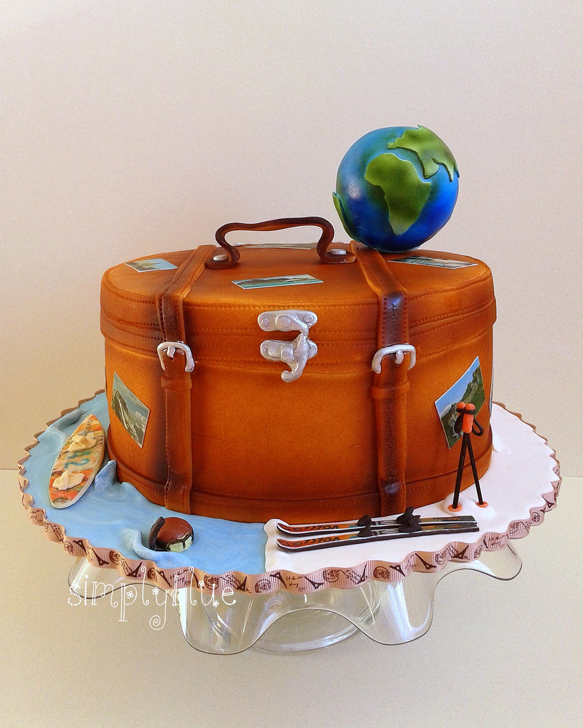 suitcase travels cake