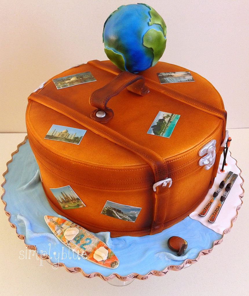 suitcase travels cake