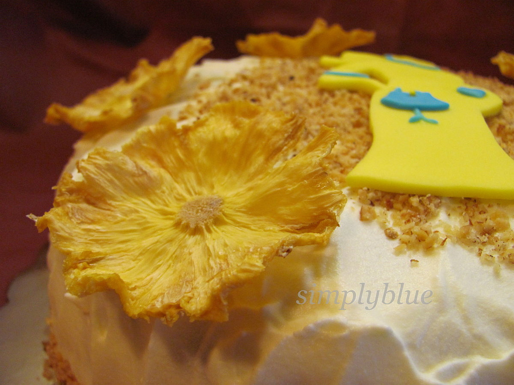 tropical cake with pineapple flower