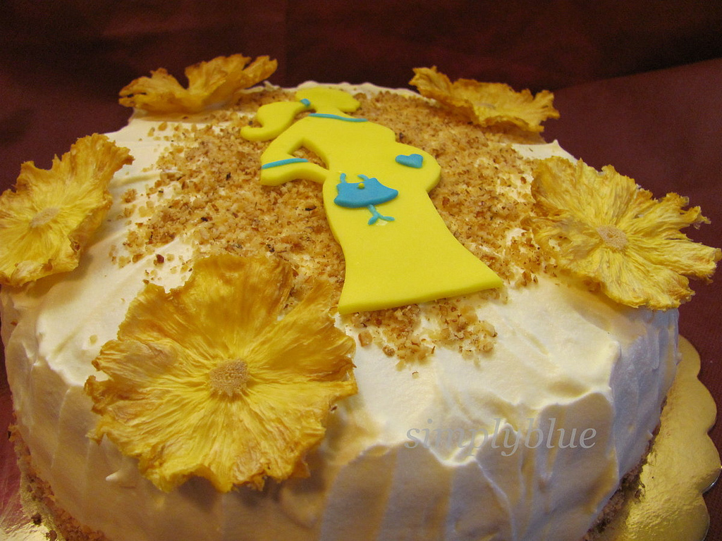 tropical cake with pineapple flower