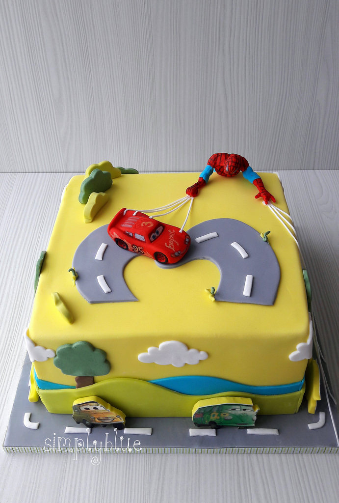 McQueen and Spiderman cake
